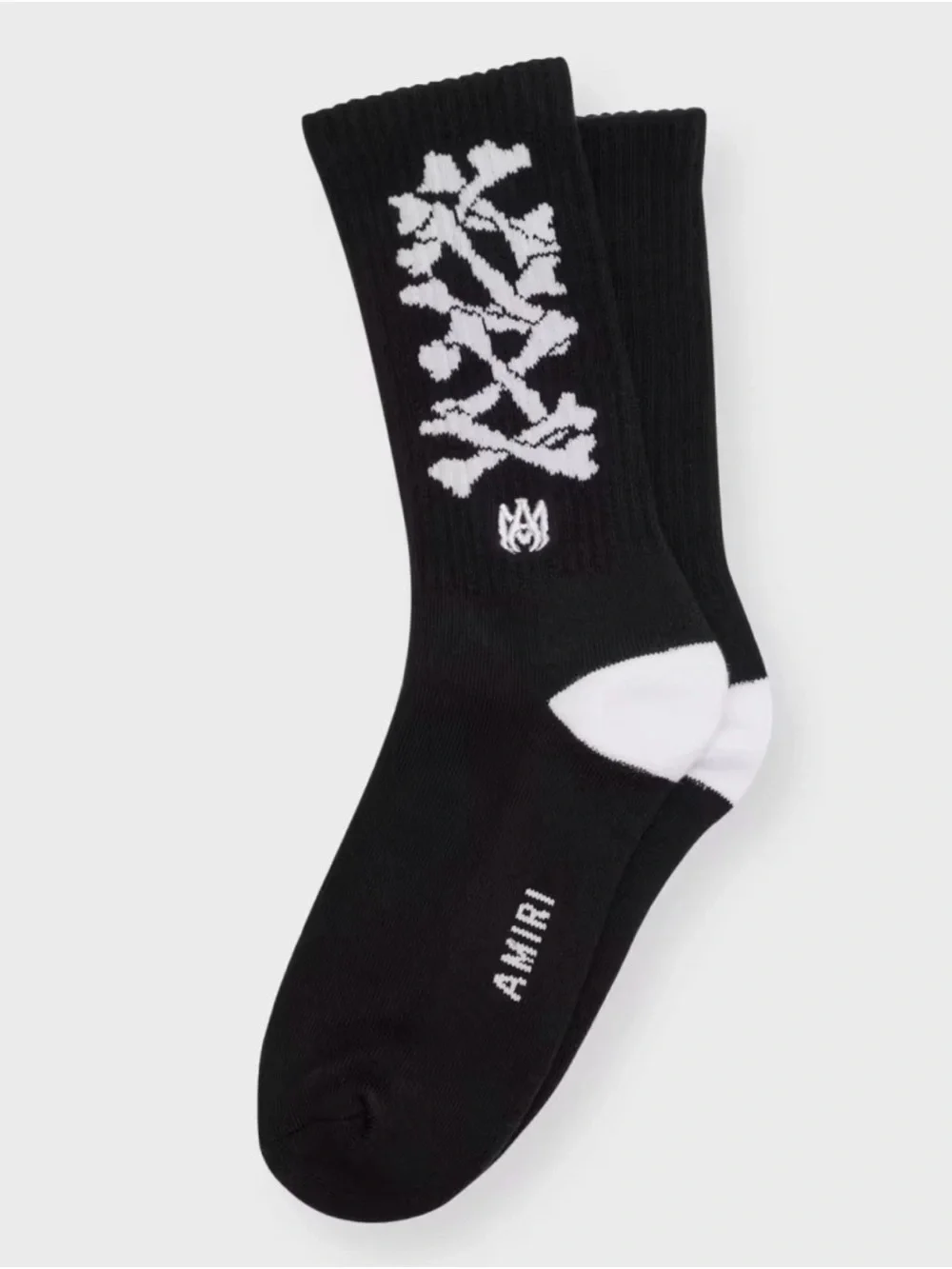 AMIRI Black STACKED BONES LOGO Socks 43-44 (size 10-11) New